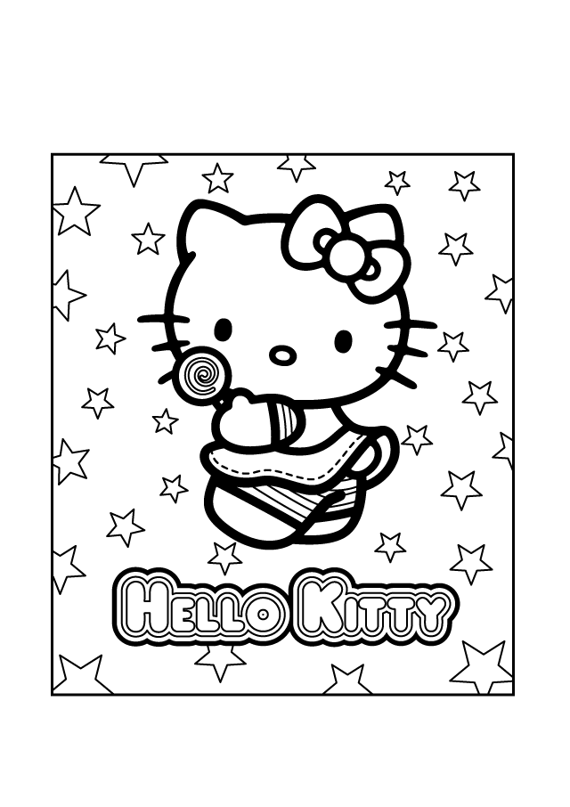 Plansa de colorat cu Hello Kitty 127 32